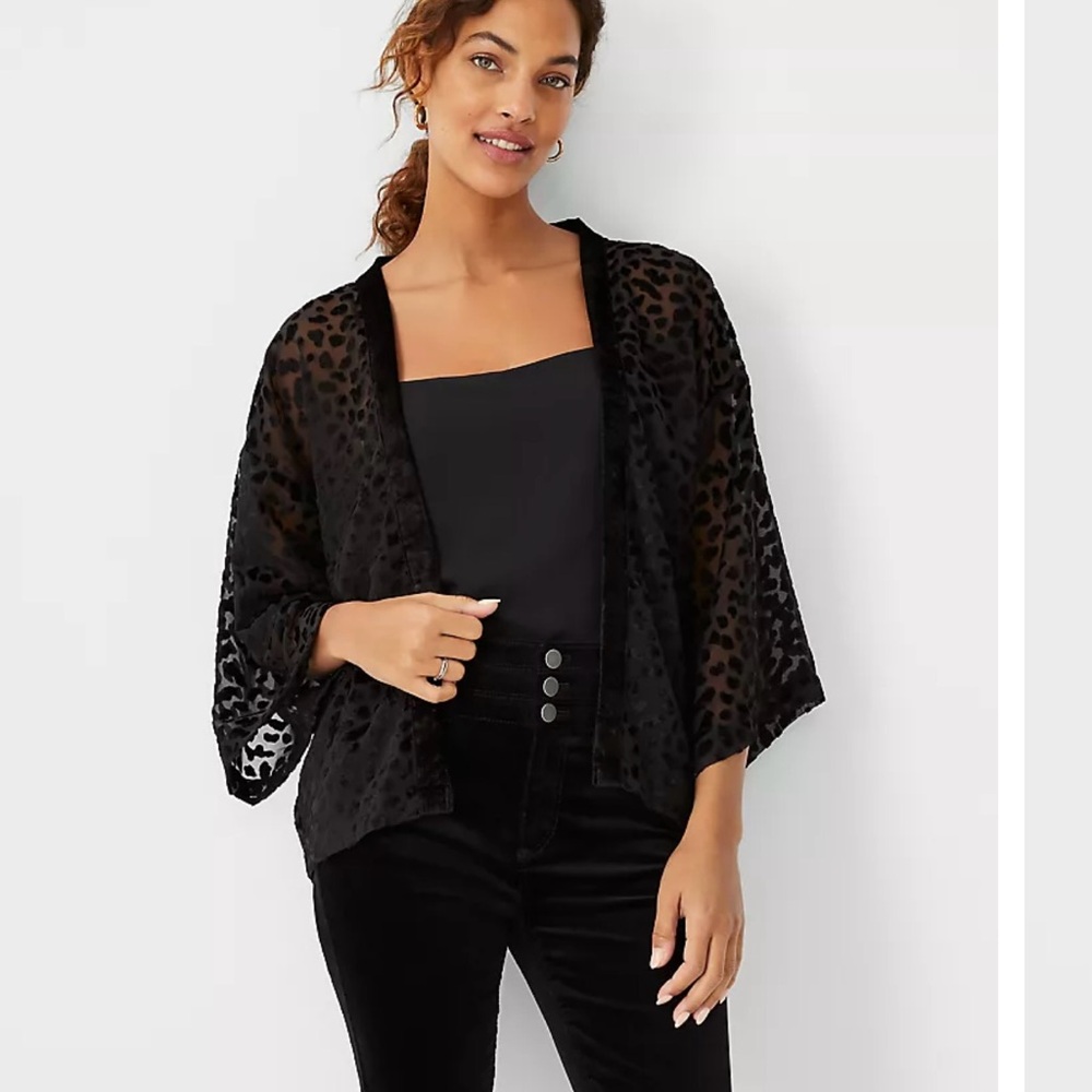 NWT Ann Taylor velvet cheetah print kimono - xs